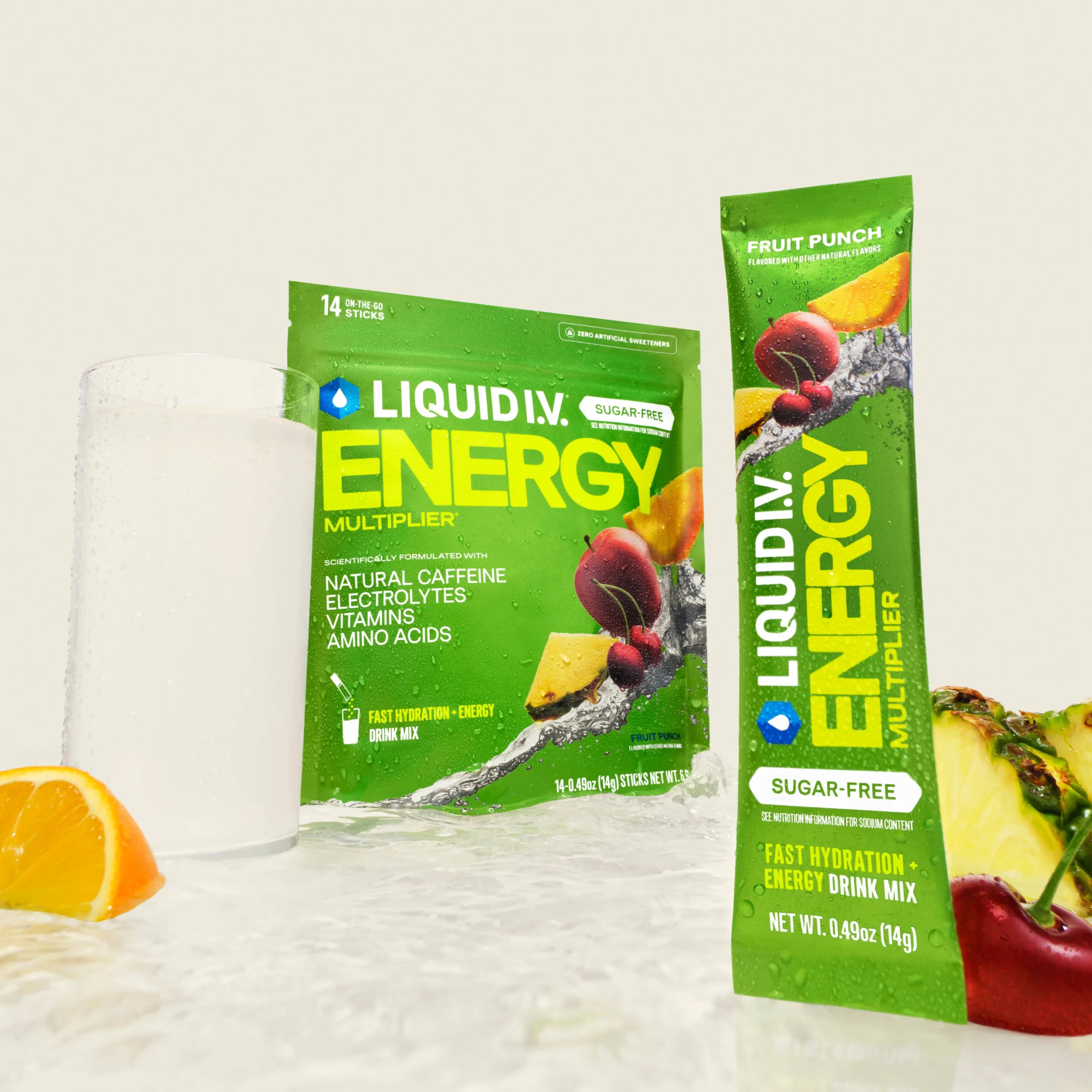 Liquid I.V. Sugar-Free Energy Fruity Bundle, 4 Flavors, 100 mg Natural Caffeine, Bundles