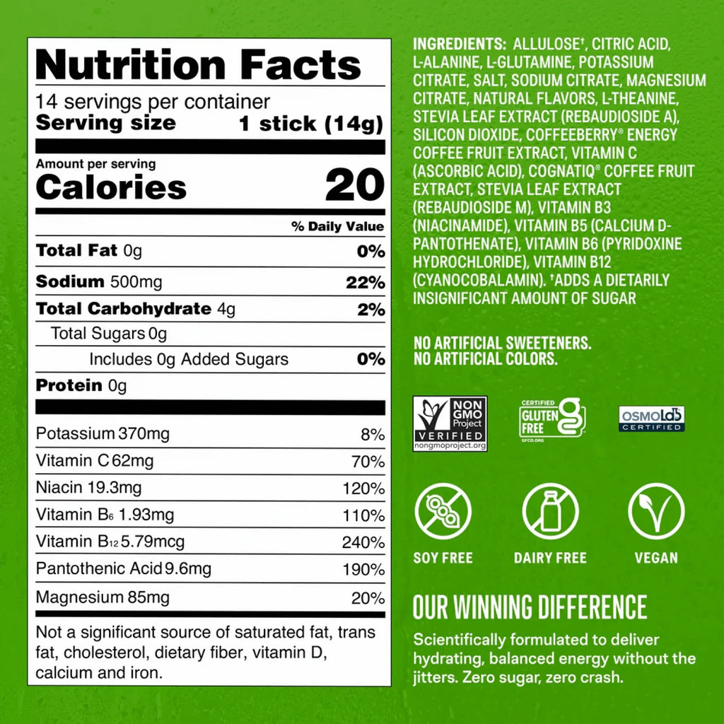 Liquid I.V. Pomegranate Punch Hydration Sugar-Free Energy Multiplier®, 100 mg Natural Caffeine