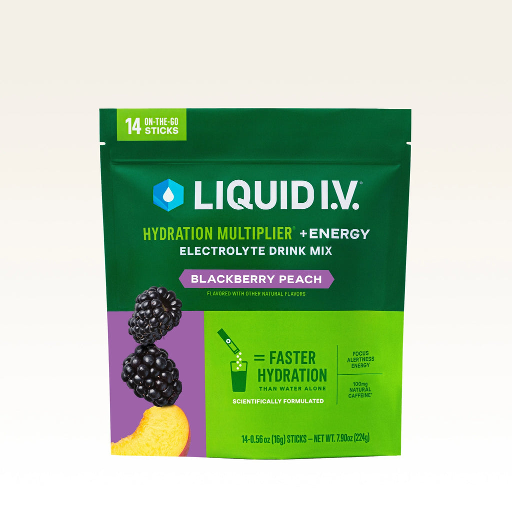 Liquid I.V. Blackberry Peach Hydration Multiplier® +Energy, 100 mg Natural Caffeine, Energy Multiplier